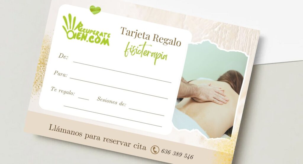 Tarjeta regalo fisioterapia de la clínica RecuperateBien en Madrid